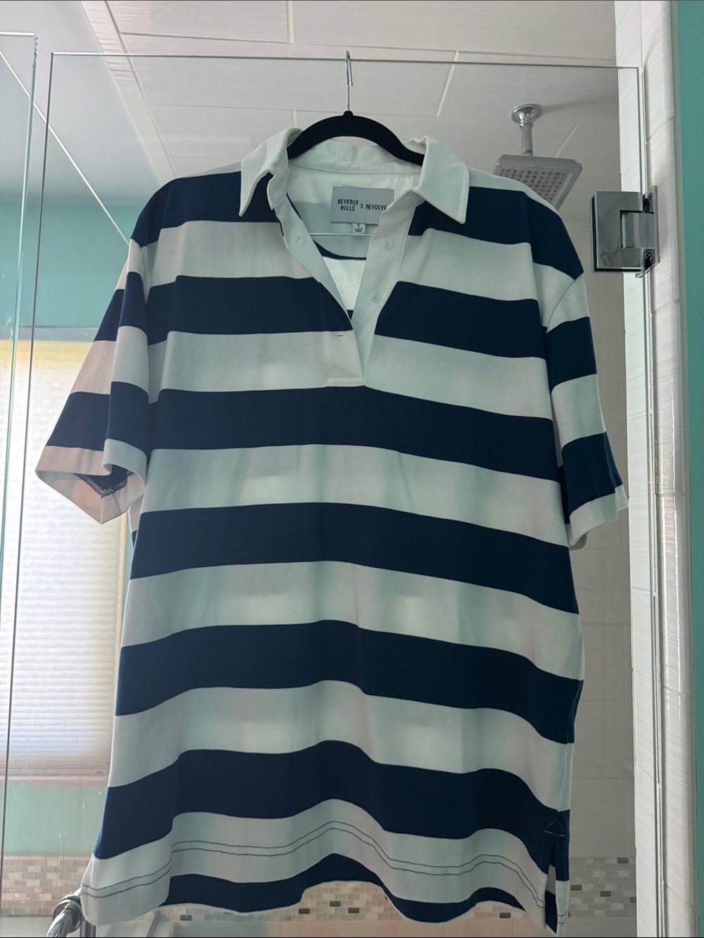 REVOLVE Navy and White Striped Rugby Polo